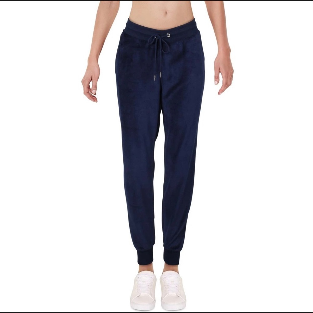 BEBE Sport Velour Studded Logo Plus Size Navy Joggers Size 3X NWT